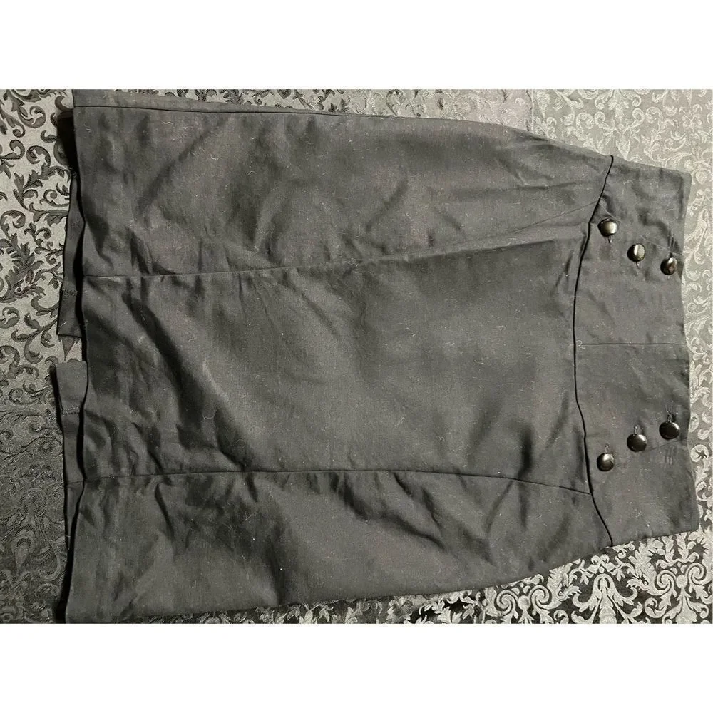 Worthington Black Button Pencil‎ Below Knee Slit Office Skirt Sz. 14